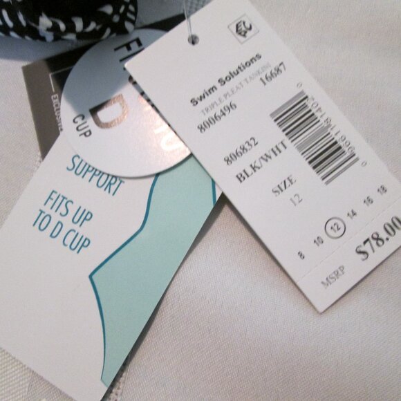 Swim Solutions Abstract Diamonds Triple Tier Tankini Swim Top NWT Sz 12 - Picture 10 of 10